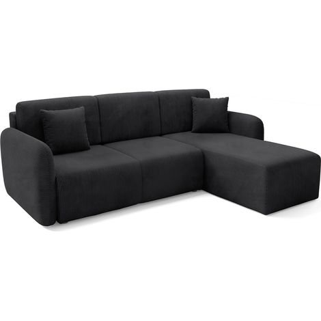 Eckschlafsofa Ranco, Stauraum, Reversibel, Verstellbar, 245x185 cm Schwarz
