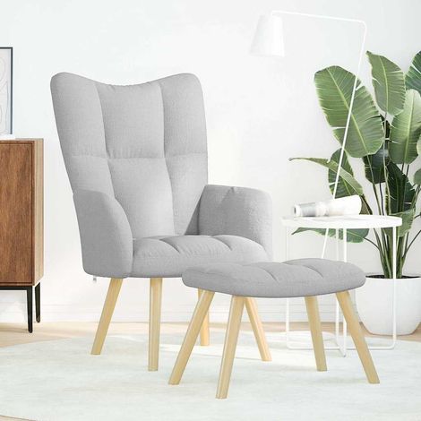Chaise de relaxation avec repose-pieds gris nuage tissu (1/5)