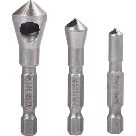 Set mit 3 1/4"-Sechskantschaftbohrern zum Anfasen, Fräsen und Entgraten von Holz, 5/64"-Bohrer