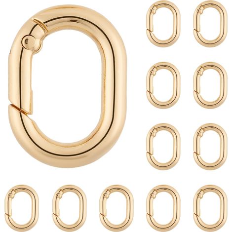 Lot de 12 mousquetons ovales métalliques à ressort, pour porte-clés, sac, escalade et randonnée. (1/5)