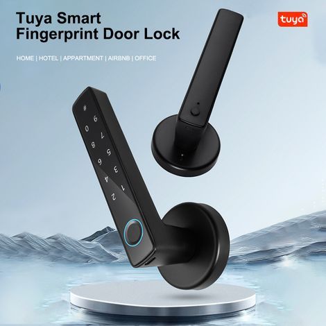 Serrure intelligente Wafu, poignée de porte d'entrée sans clé, mot de passe, application Tuya, commande à distance, Bluetooth, 4 en 1, biométrique, pour bureau, maison, chambre à coucher, 35-55 mm (1/5)