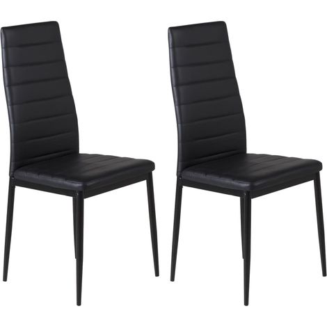 Chaise dossier haut en acier et polyuréthane noir Slim (1/5)