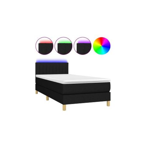 Sommier à lattes de lit avec matelas et LED Noir 80x200 Tissu (1/5)