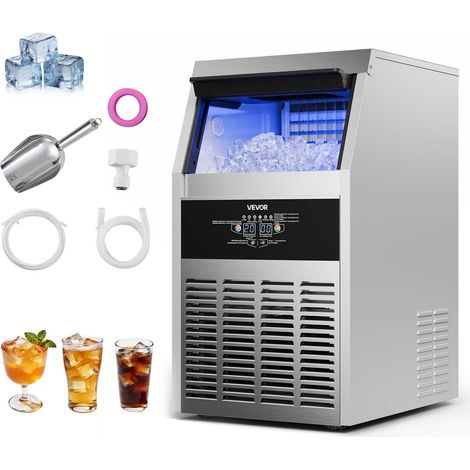 Machine à Glaçons Commerciale, Fabrique de Glaçons Rendement Élevé 59 kg/24 h avec Stockage 7,3-14 kg, pour Bar Café Restaurant Débit de Boissons, avec Affichage LED et Fonction Autonettoyage (1/5)