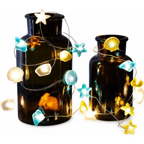 Guirlande LED Solaire Coquillages, Étoiles de Mer et Galets, 30 LED, 8 Modes, Étanche pour Jardin (1/5)