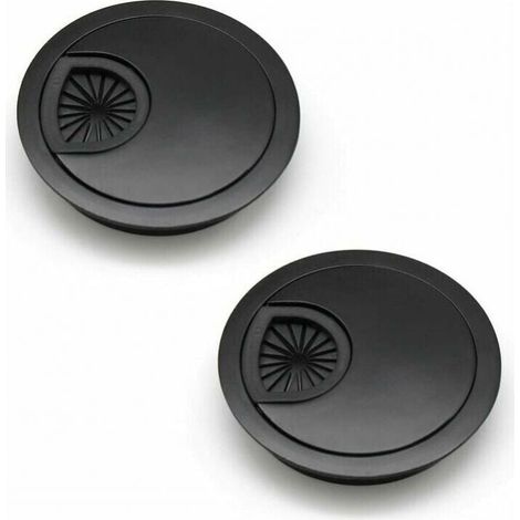 2 Pièces Passe Cable 60 mm Couvercle du Trou de Câble pour Bureaux et Plans de Travail Noir (1/5)