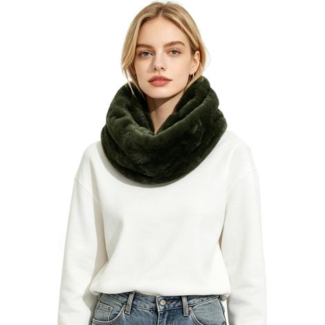 Lina & Lily Women's Winter Faux Fur Snood Tube Scarf (1/5)