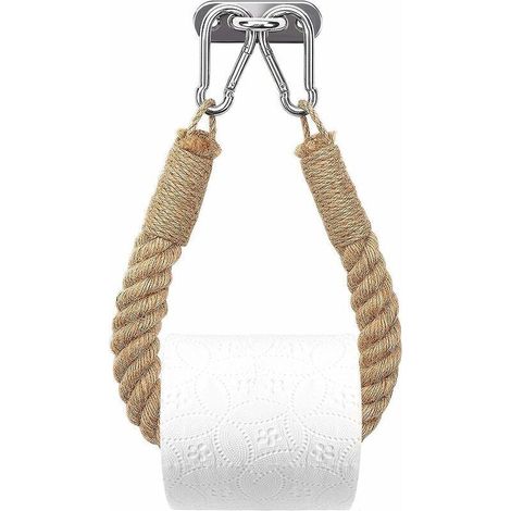Porte-Papier Toilette,Porte-Serviette en Corde de Chanvre pour Salle de Bain et Cuisine Porte-Papier Salle de Bain Support de Rouleau de Serviette Toilette (Yellow) (1/5)