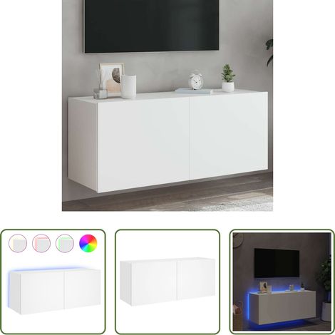 LED-Leuchten - TV-Wandschrank mit LED-Leuchten Weiß 100x35x41 cm (1/5)