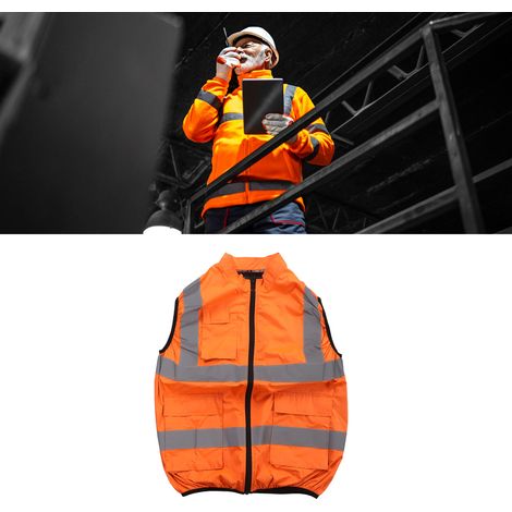 Gilet rafraîchissant d'été avec bandes réfléchissantes, vêtement climatisé, gilet de recharge, vêtement de travail rafraîchissant et de protection solaire, orange fluo XXXL (1/5)