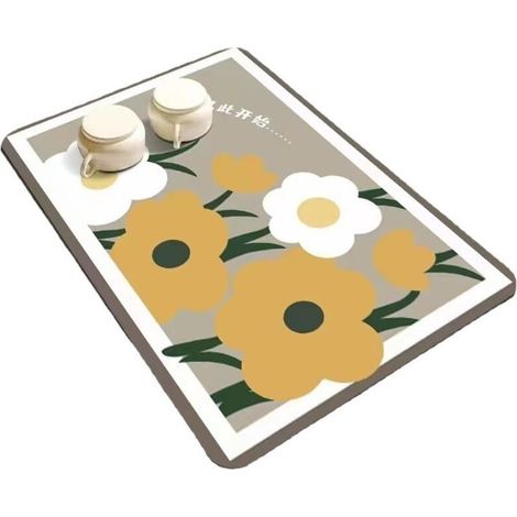 2 x Tapis Absorbant Vaisselle Egouttoir Machine a Cafe de Drainage Cuisine Super Sechage Égouttoir Evier Microfibre à Café Cafetiere sur Évier Séchage pour en Antidérapant Plat Bar Diatomite So (1/4)