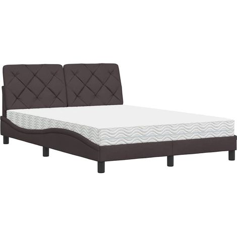 vidaXL Letto con Materasso Marrone Scuro 140x200cm Tessuto (1/5)
