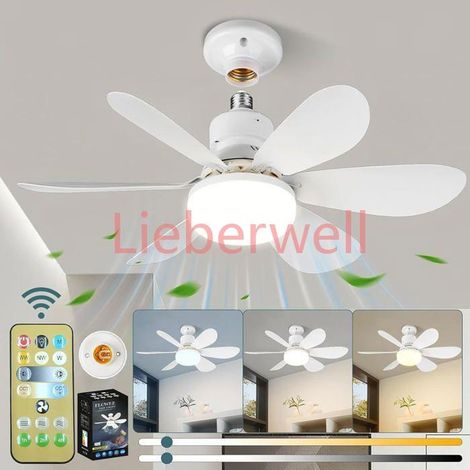 Ventilateur Silencieux Plafond, 40W Lampe Ventilateur Plafond avec Douille E27, Silencieux, pour Salon, Cham VENTILATEUR DE PLAFOND (1/4)