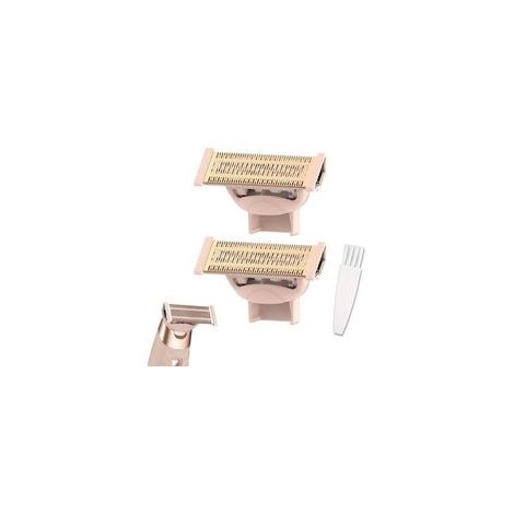 Lot de 2 têtes de rasage de rechange pour le corps, compatibles avec les lames de rasoir Finish Touch Flawless Nu, avec brosse de nettoyage, or rose (1/4)