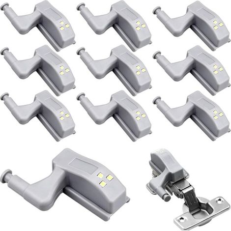 10 Pcs Lumières Charnière Universal Lumière D'armoire Couleur Blanc Chaud 12V 23A Batterie pour Cuisine Maison Meubles Armoire Porte D'armoire (1/5)