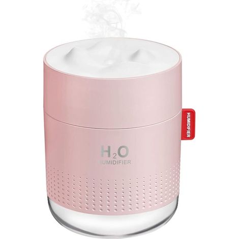 Mini humidificateur portable à brume fraîche, humidificateur de bureau personnel USB 500 ml pour chambre de bébé, voyage, bureau, maison, 2 modes de brumisation, super silencieux, rose (1/5)