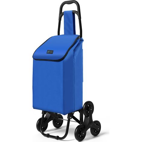 VOUNOT® Einkaufstrolley Klappbar mit 6 Räder, Treppensteiger 32L, Blau
