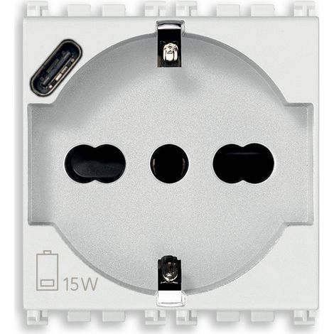 VIMAR - 19210.USB.B Presa 2P+T 16A universale + USB C bianco