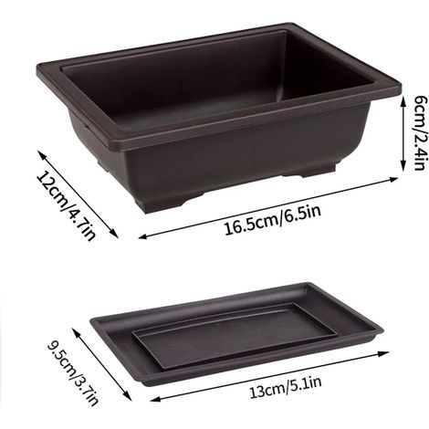 Pots de fleurs rectangulaires avec soucoupe, imitation terre cuite violette, pour plantes, jardin extérieur, aménagement paysager, bonsaïs. (1/4)