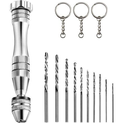 Lntyq Perceuse à Main Mini Foret Fraise Twist Avec 10 Pcs Mini Foret Fraise Twist (0.8-3mm) Pour Bricolage Forage Perceuse à Main En Métal Bois Bijoux Modélisme Bricolage (1/5)