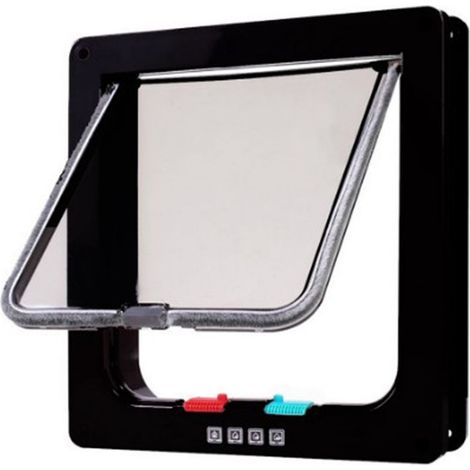Fermeture automatique résistante pour chat : porte intérieure/extérieure pour chats et chiens, à installer sur fenêtre, couleur noire (1/5)