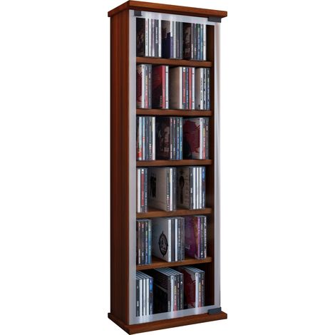 Legno CD DVD Shelf Classic Porta di Vetro 92x31x18 - VCM