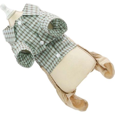 Combinaison douce et respirante pour chiot à carreaux, style décontracté, élégante, pour animaux de compagnie. (1/2)