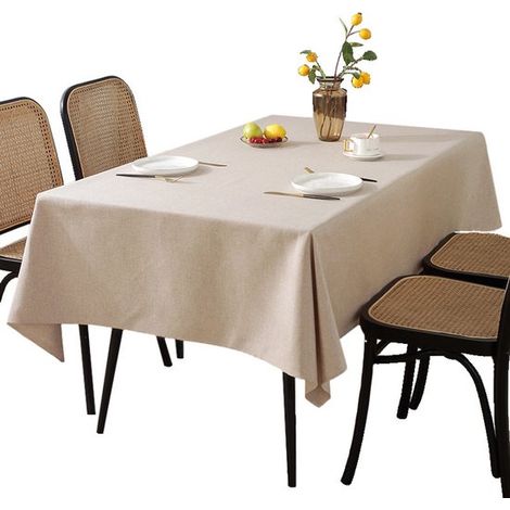 Mantel, 140 x 180 cm, Ropa de mesa, Manteles, Repelente a la suciedad, Impermeable, fiestas, Algodón y lino, Adecuado para mesas de 80 x 120 cm (1/5)
