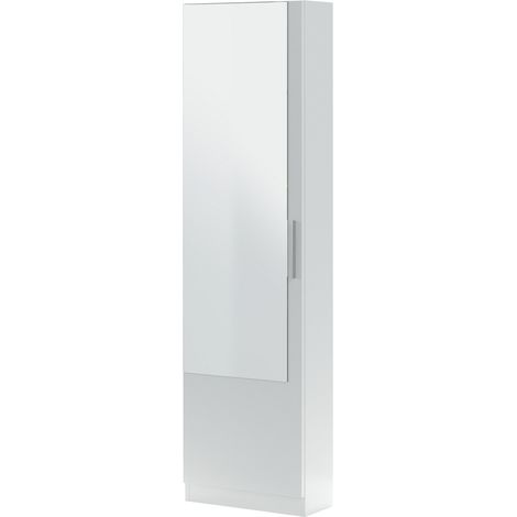 Pegane – Armoire à chaussures en panneaux de particules mélaminé avec miroir – Longueur 50 cm – Hauteur 180 cm – Tiges tubulaires amovibles en aluminium (1/5)