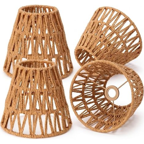 4 Pieces Rattan Ceiling Lampshades, Ceiling and Pendant Bohemian Style, Hand-Woven Lampshade for Floor Lamp, Pendant, Ceiling and Table Lamp, Home Replacement Accessory (1/5)