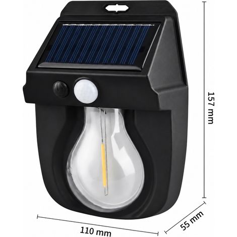 Applique murale solaire d'extérieur ovale LED filament pour jardin et clôture réf 4287 400 g – Livraison gratuite