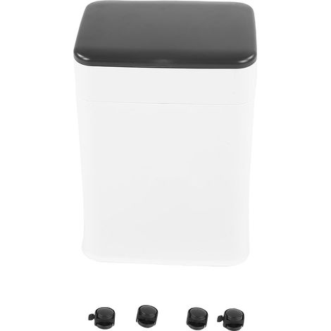 20-Liter-Küchenabfalleimer mit herausnehmbarem Inneneimer und Rollen, höhenverstellbar, für Bad, Schlafzimmer und Wohnzimmer, schlankes, weißes Modell mit Deckel (1/5)