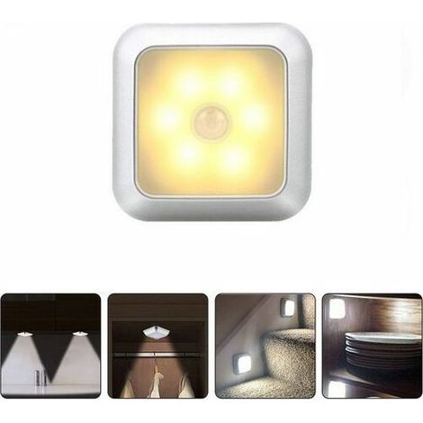 Lampe à détecteur, Veilleuse, LED Détecteur,utilisée pour les couloirs/armoires/table de nuit, Argent, Lumière chaude, KINSI (1/5)