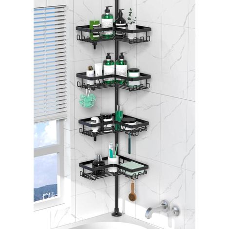 avec 4 paniers Etagere Douche Etagere Telescopique Douche sans Percage étagère de Salle de (1/5)