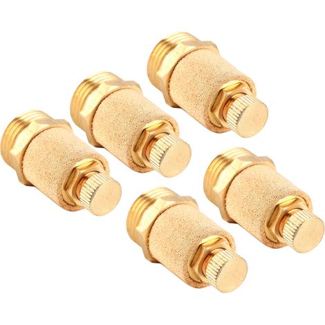 5 Stück G1/2 Pneumatik-Schalldämpfer, Drosselklappe, Messing-Schalldämpfer, langer Kopf, Industriekomponenten (1/5)