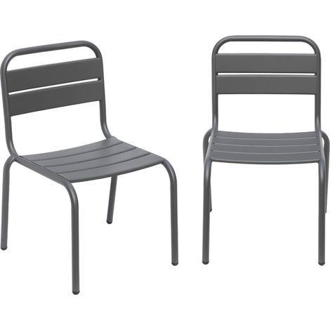 Pair of metal chairs for children, Kristoff, Anthracite, 38x40x57 cm
