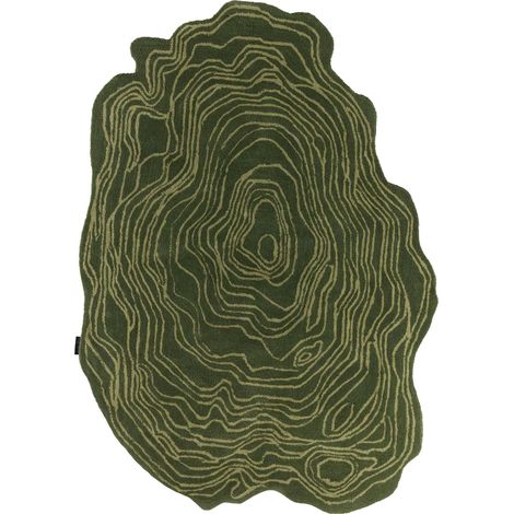 Tapis vert fait main motif nature en laine coton - 133 x 190 cm (1/3)