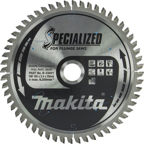 B-33021 Disco sierra circular , Specialized T.C.T, 20 x 165 mm, 56T (1/3)