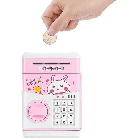 Rose Tirelire électronique Automatique pour Enfants, Mini Coffre-fort Enfant avec Mot de Passe,Money Box de Grande Capacité, Cadea (1/4)