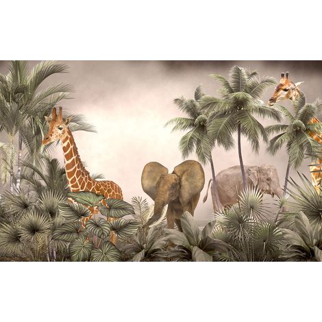 Papier peint panoramique Enfants - Animaux de la Jungle - 130 cm x 81 cm (1/2)