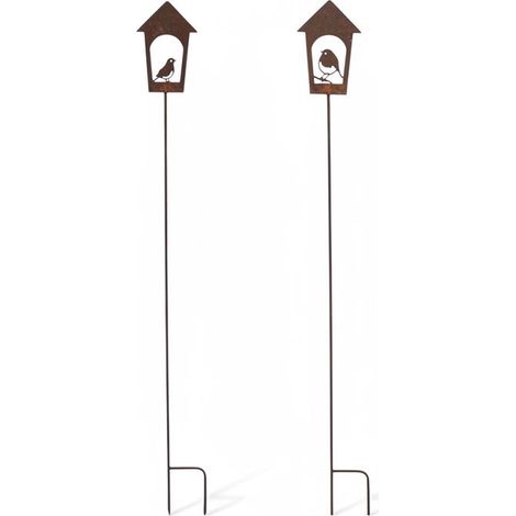 Ensemble 2 tuteurs oiseaux fer 13x117cm