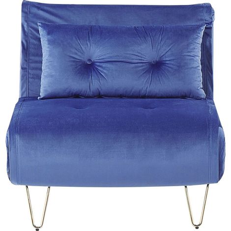 Single Sofa Bed VESTFOLD Velvet Navy Blue