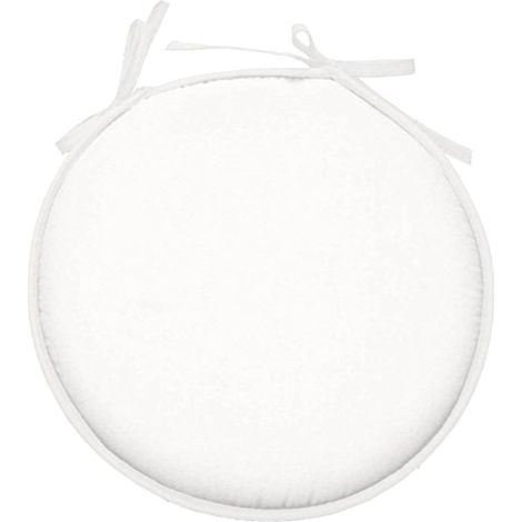 Galette de chaise ronde en polyester blanc 40 cm (1/2)