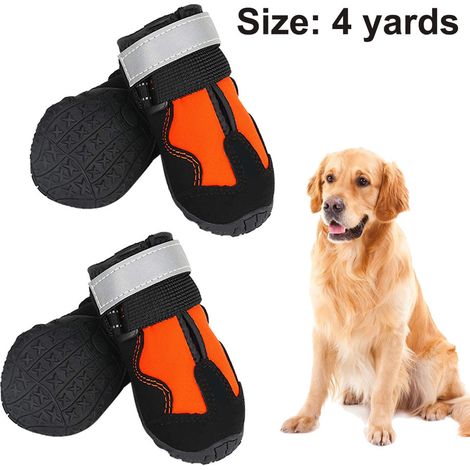 Bottes pour chien, bottes d'extérieur imperméables avec bande réfléchissante et sangles réglables, semelle antidérapante robuste, lot de 4