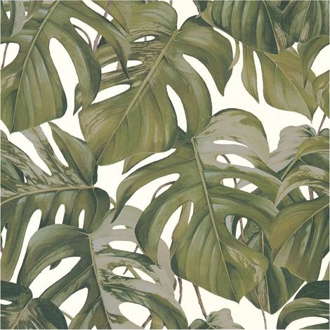 Exclusive luxury wallpaper wall Profhome 365192 non-woven wallpaper smooth with jungle elements matt green white grey 5.33 m2 (57 ft2) (1/5)