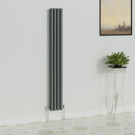 WarmeHaus Vertical Oval Double Anthracite Radiator 1800x236mm (1/5)