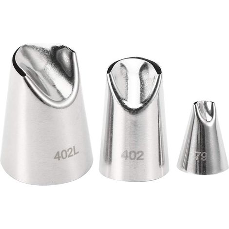 3-Piece Piping Bag Nozzles, Stainless Steel Tips (1/5)