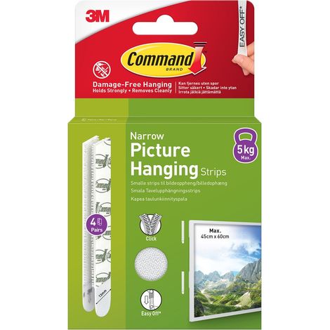 Command 7100337191 Picture Hanging Strips Narrow (4 Pairs) COM0754
