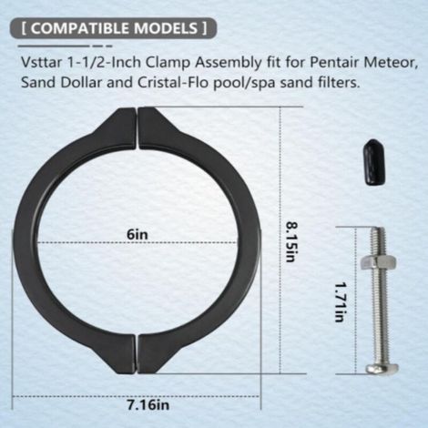 Collier de serrage 1-1/2 pouce pour vanne de filtre à sable Pentair Meteor – Acier inoxydable – Fixation antirouille – Étanchéité parfaite – Autlead (1/4)