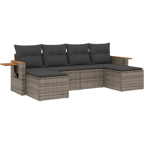 Maison Exclusive - 6-tlg. Garten-Sofagarnitur mit Kissen Grau Pol